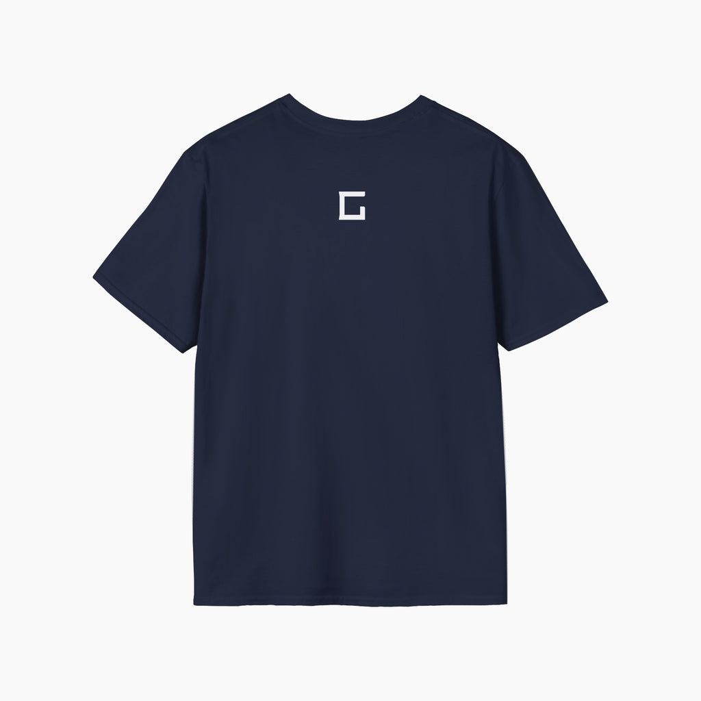 Navy premium t-shirt with minimal clean back design, crafted in a modern oversized silhouette.