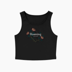 Front view of Blooming Tank, featuring a floral design and relaxed fit.