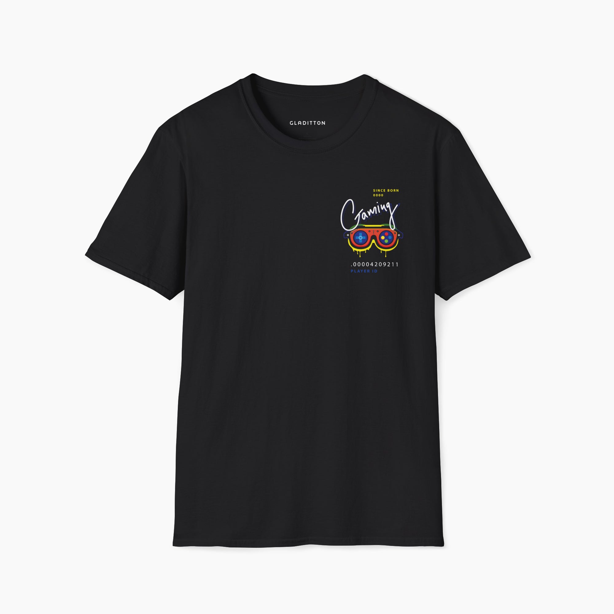 Front view of Gamer T-shirt with relaxed fit and dropped shoulders, perfect gaming apparel for men, women, and teens.