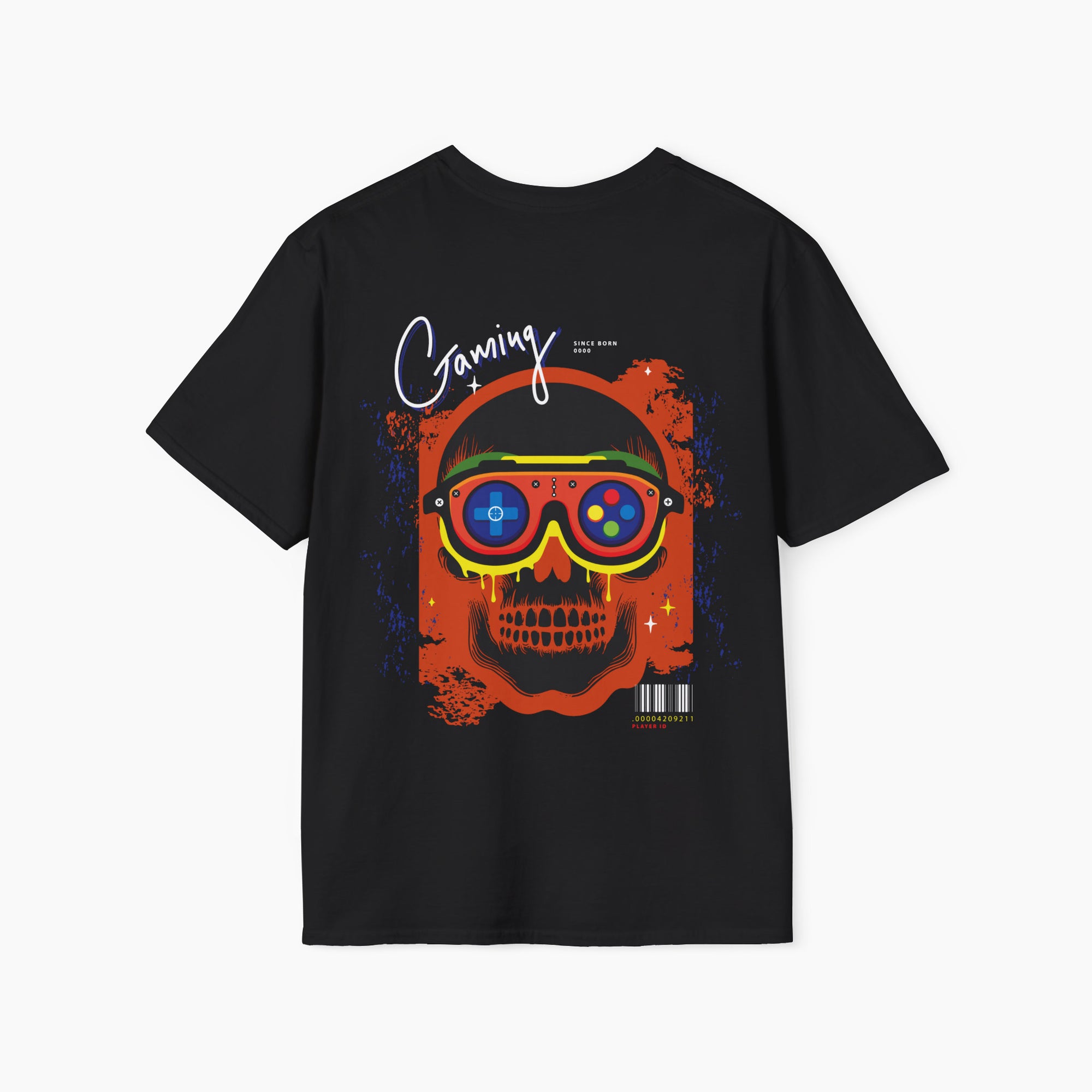 Back view of unisex Gamer T-shirt, casual video game clothing with comfortable streetwear style.