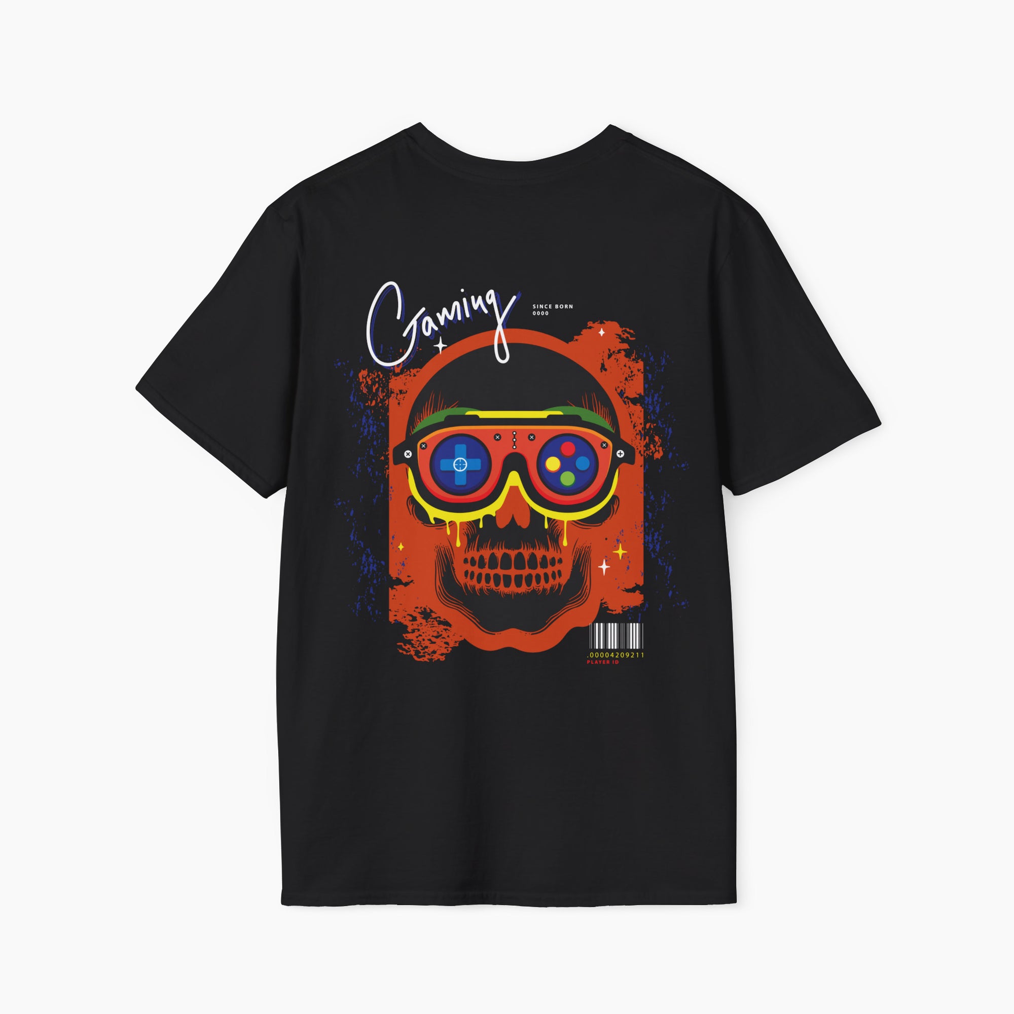 Back view of unisex Gamer T-shirt, casual video game clothing with comfortable streetwear style.