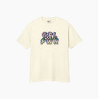Girl Power beige graphic t-shirt for women by Gladitton featuring colorful halftone print premium streetwear UAE Abu Dhabi