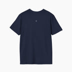 Back view of Minimal Classic T-shirt in navy, showcasing a clean design with a subtle logo detail.