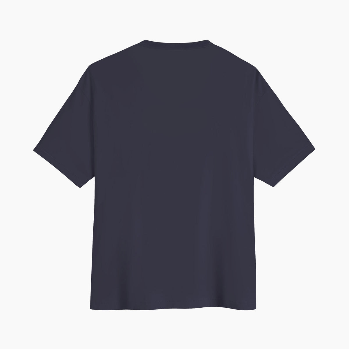 Back view of the Worthy grey men's loose fit T-shirt by Gladitton, showcasing its monogram print design.