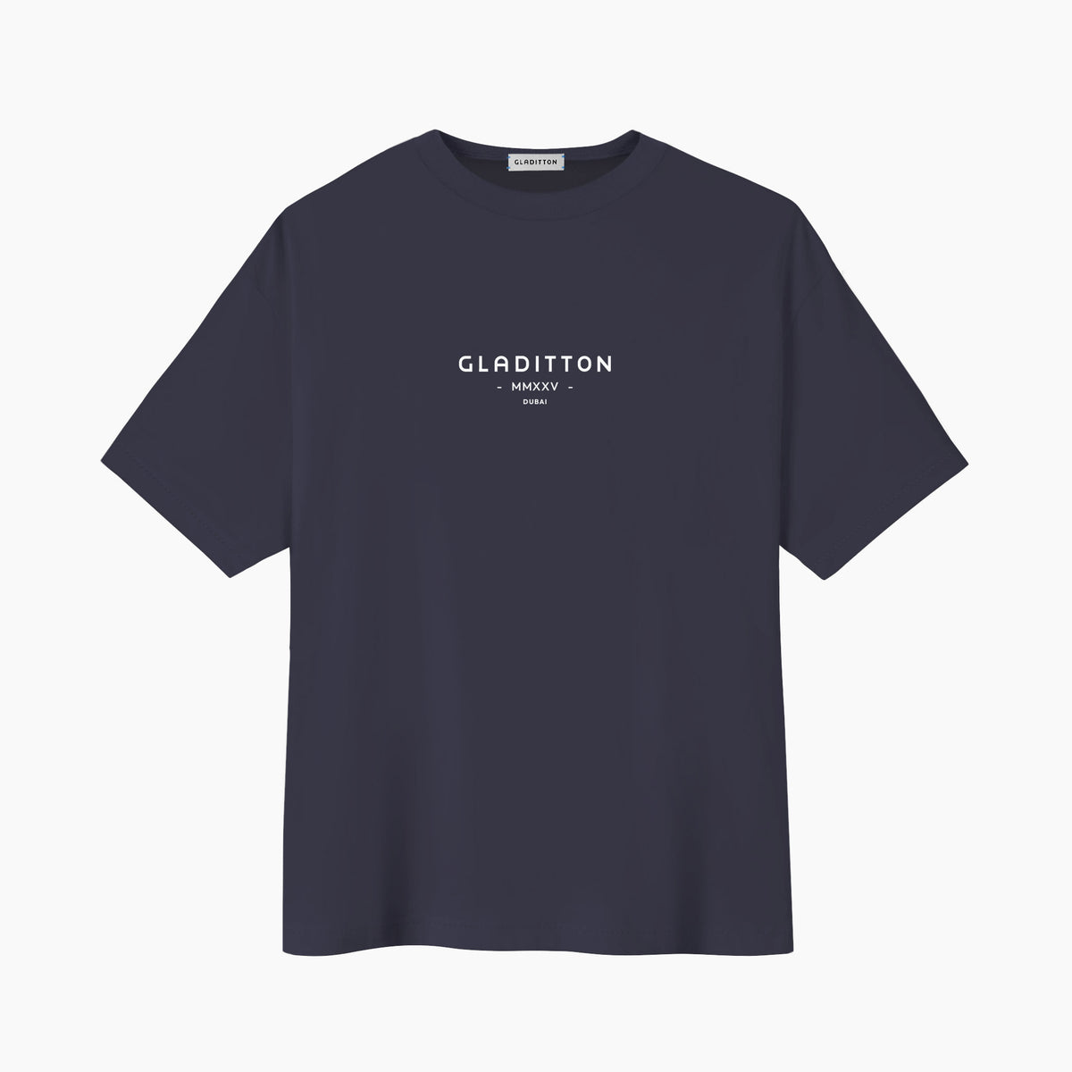 Worthy grey men's loose fit T-shirt with monogram print on the front by Gladitton.