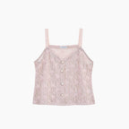 Designer top for Dubai Opera event. Women’s soft blush lace cami top with palm leaf pattern and button front